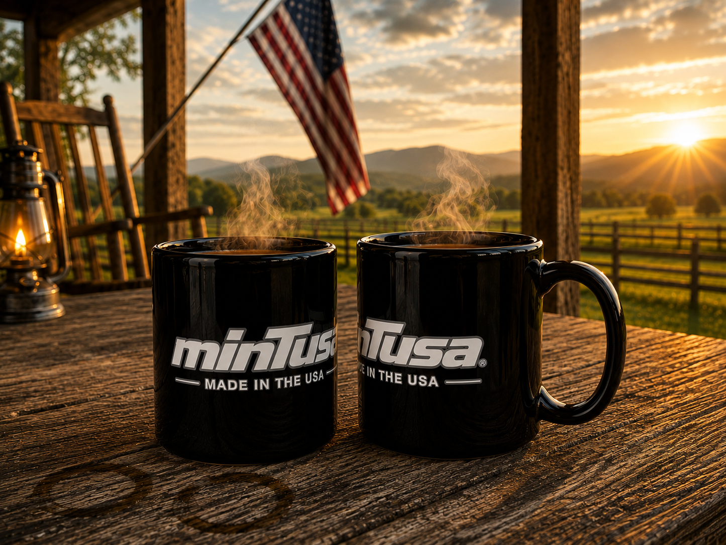 minTusa Signature Gray 15 oz Black Glossy Mug