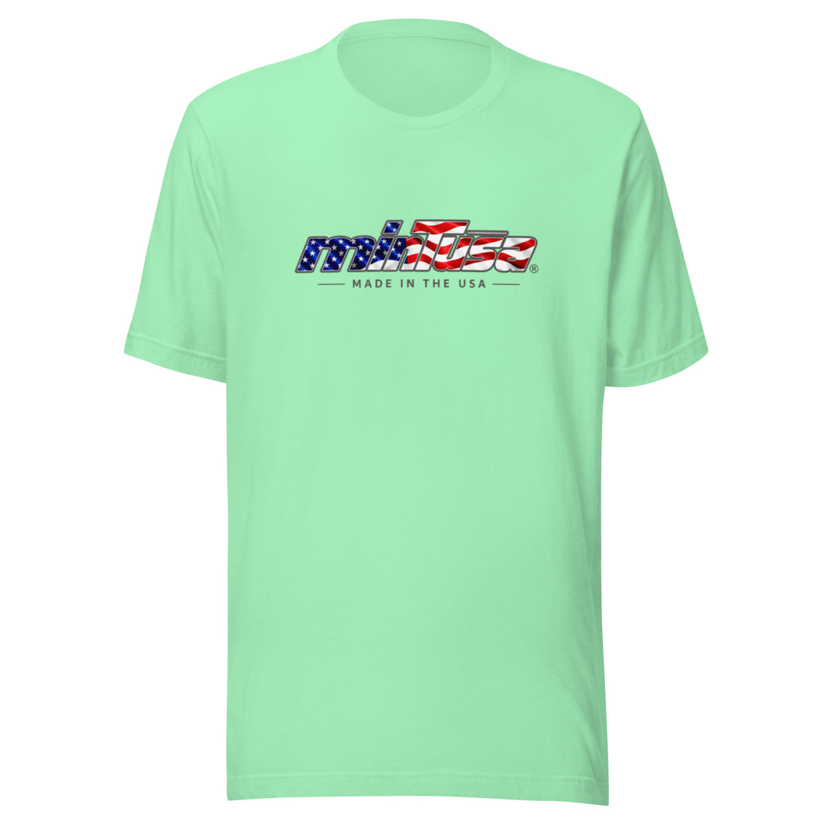 minTusa Star Spangled Unisex T-Shirt with American-flag wordmark — Mint Front