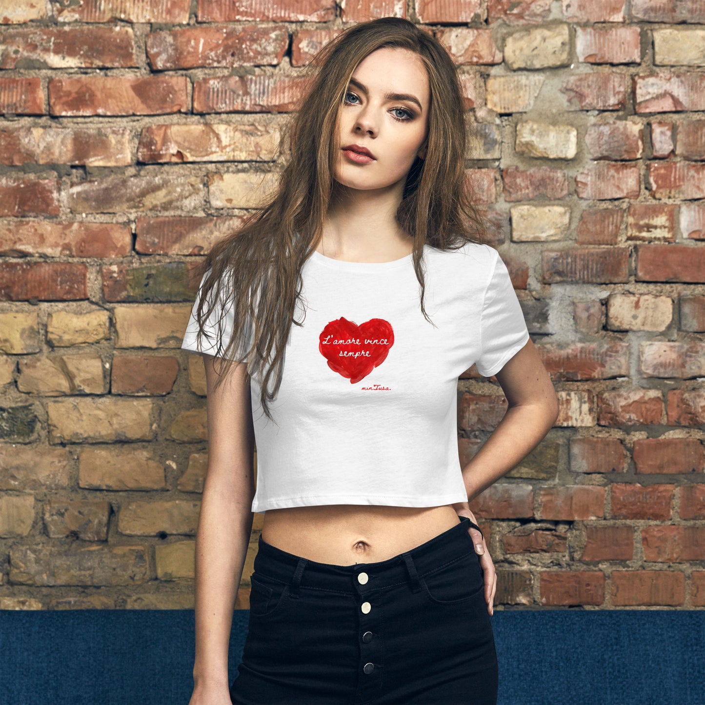 Love Conquers All minTusa Women’s Crop Tee