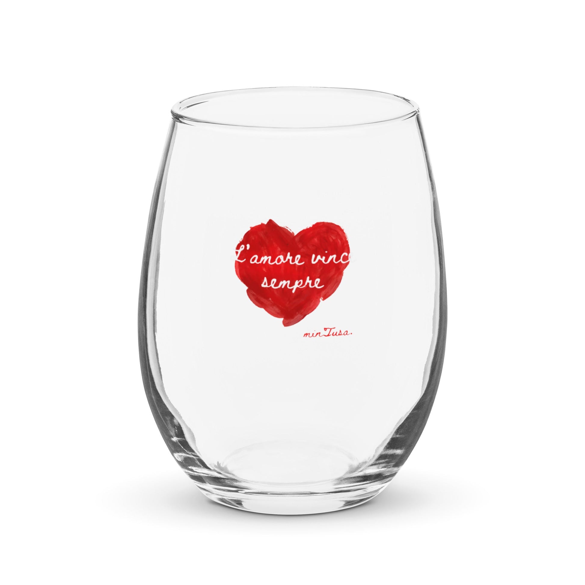 L'amore Vince Sempre Stemless Wine Glass-minTusa