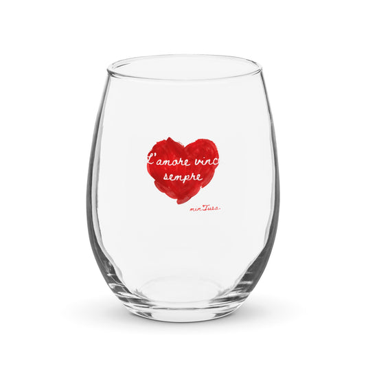 minTusa "L'amore Vince Sempre" (Love Always Wins) Stemless Wine Glass myminTusa.com