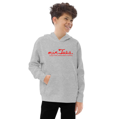 minTusa Original Brand Kids Fleece Hoodie-Red Logo myminTusa.com