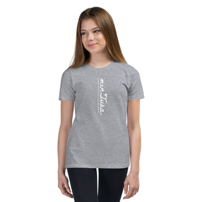 minTusa Original Brand vertical Logo Youth Short Sleeve T-Shirt myminTusa.com